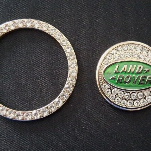 2pc. Car Push Start Button Metal Cover Rhinestone Ring And Cap. - Picture 2 of 2